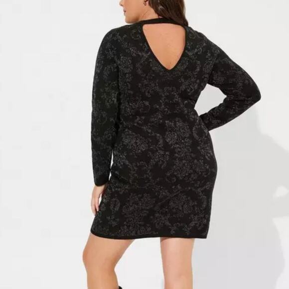 Torrid Black Floral Mini Jacquard Bodycon Dress 2X NWT 41160688 - Picture 2 of 13
